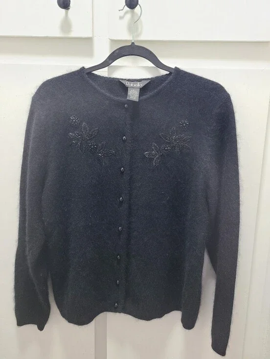 🖤 Vintage Rafaella Beaded Angora Blend Cardigan Sweater- Modern M/L