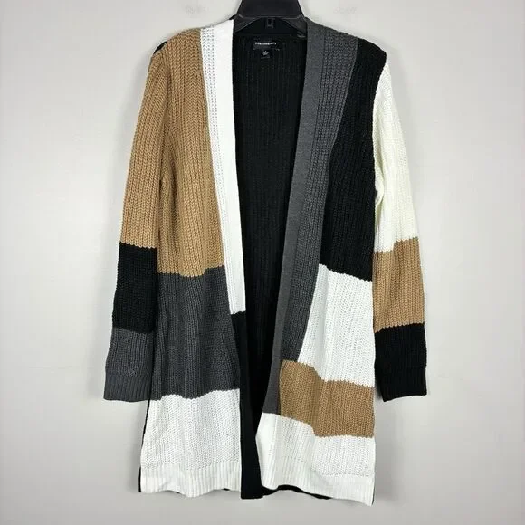 Fortune + Ivy Stitch Fix Long Open Cardigan Sweater Sz L Stripe Cozy Classic New