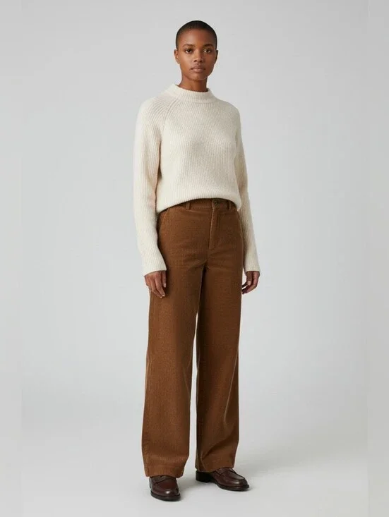 Banana Republic Cashmere Ivory Ribbed Knit Boxy Sweater M Raglan Mock Neck Cozy