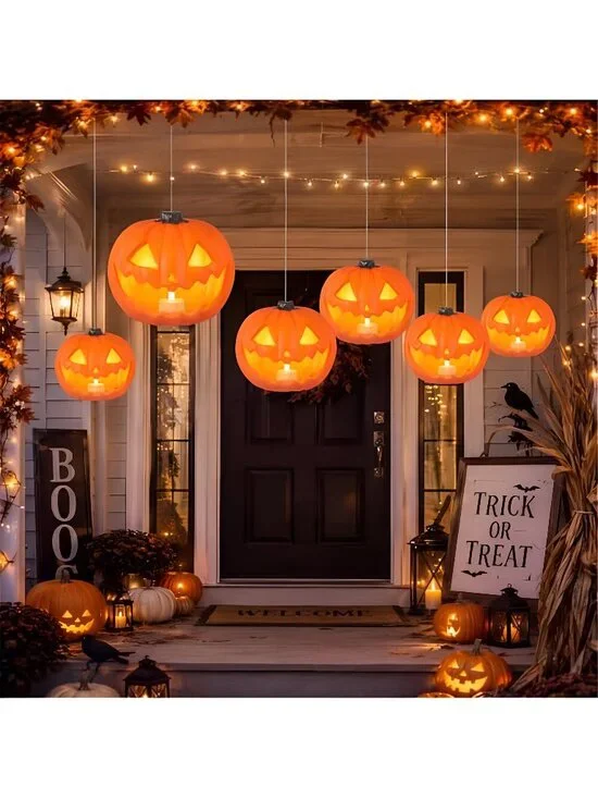 6 Pack Halloween Floating Pumpkins Jack O Lantern, 6.5 Inch