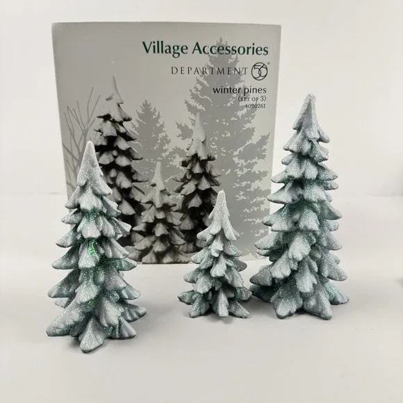 Department 56 Village Accessories Winter Pines Trees Christmas Set of 3 #4020261
