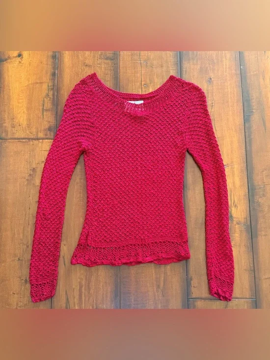 Emma James Red Beaded Crew Neck Sweater