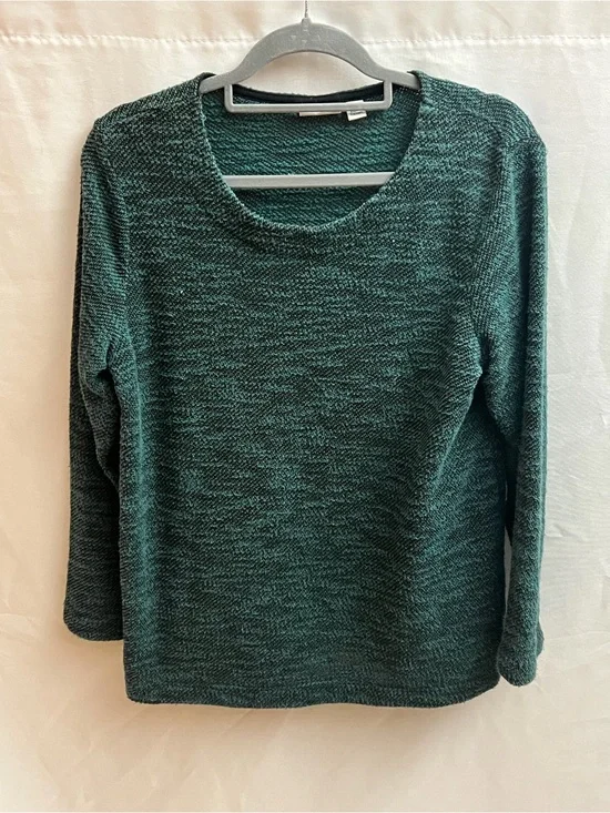 Croft & Barrow Women’s PXL Teal Black Textured Knit Sweater Cotton Blend