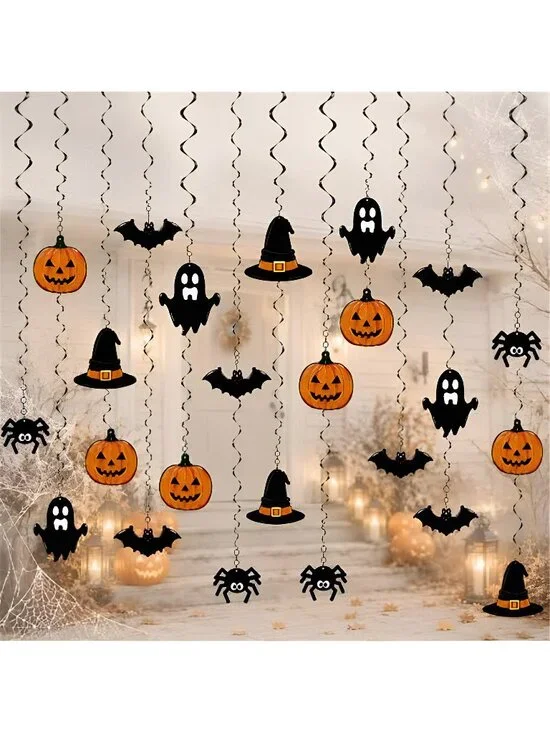 Hanging Halloween Decorations Swirl-24PC Halloween Ceiling Streamers Include