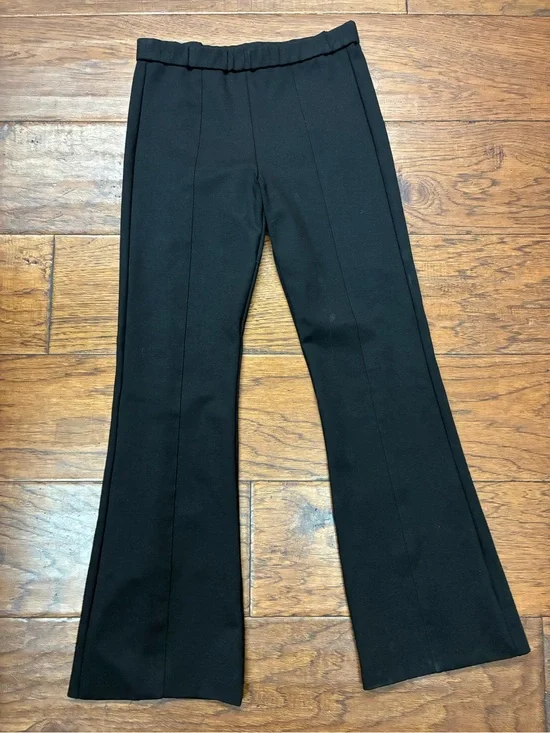 Tory Burch Black Pull On Flare Compression Pants Pintuck Seam S quiet luxury