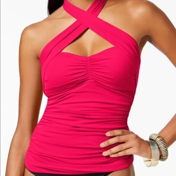 LA Blanca Island Goddess Shirred Convertible Tank