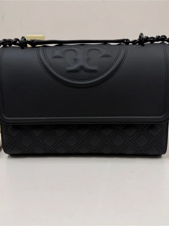 Tory Burch Matte Black Quilted-Panel Shoulder Bag