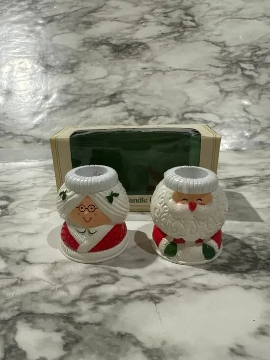 Vintage Hallmark Santa and Mrs. Claus candleholders