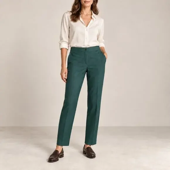 Tory Burch Forest Green Wool Ankle Dress Pants Size 4
