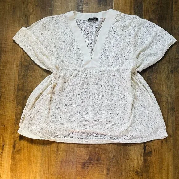 Athena White Lace Swim Cover-Up | Women’s Size‎ Large Beach Tunic