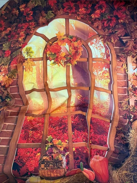 Thanksgiving photography backdrop Autumn Window Wall Decor Panel 5x7 tall new