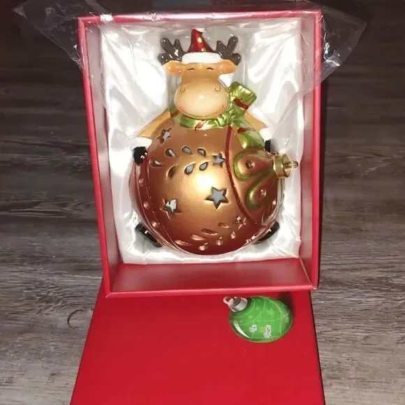 Home Reflections Reindeer Ornament Luminary Flameless Multi Color Candle