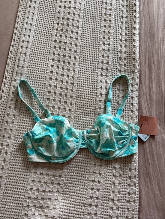 NEW Shade & Shore Aqua‎ Floral Underwire Bikini Top Size 36DD