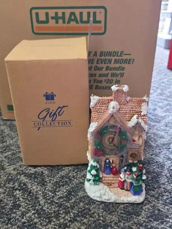 Avon Holiday Melody Clock Christmas Village Figurine
