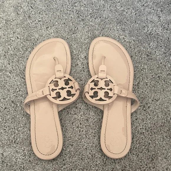 Tory Burch Miller Sandal in Sea Shell Pink Latent Leather