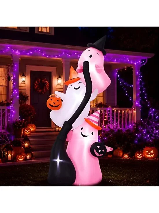 9.8 ft Pink Halloween Inflatable Ghost Outdoor Decoration