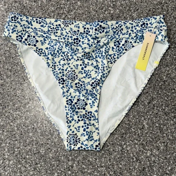 Summersalt Blue White Floral Bikini Bottom‎ Swimwear Size 12 New With Tags Beach