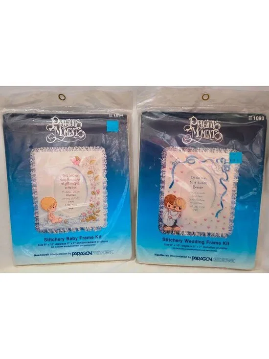 Precious Moments WEDDING & BABY FRAME Craft Kits 1093 1094 embroidery needlework