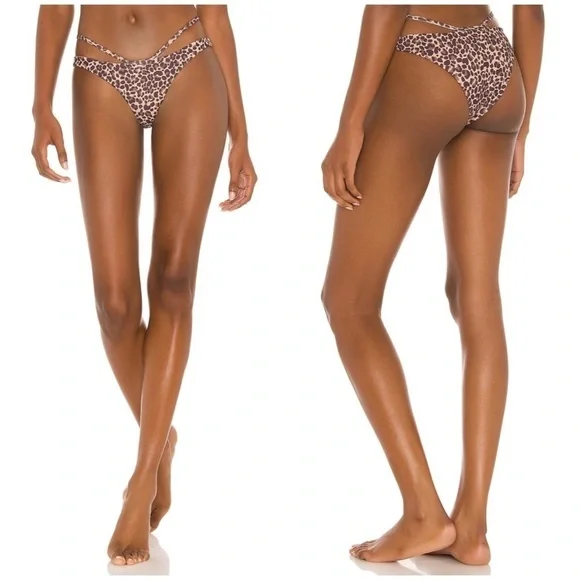 Camila Coelho Lorena Bottom in Natural Leopard Size L
