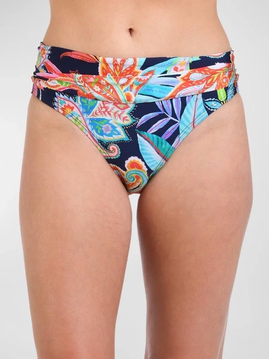 La Blanca Women's Tropidelic Paisley Shirred-Waist Bikini Bottoms - Multi