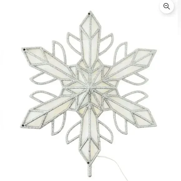 LED Snowflake Christmas Tree Topper, Silver, 15.75