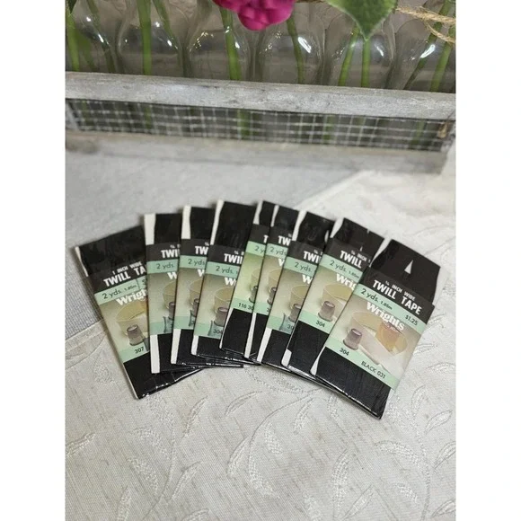 8pk Vintage Wrights Black Twill Tape 3/4