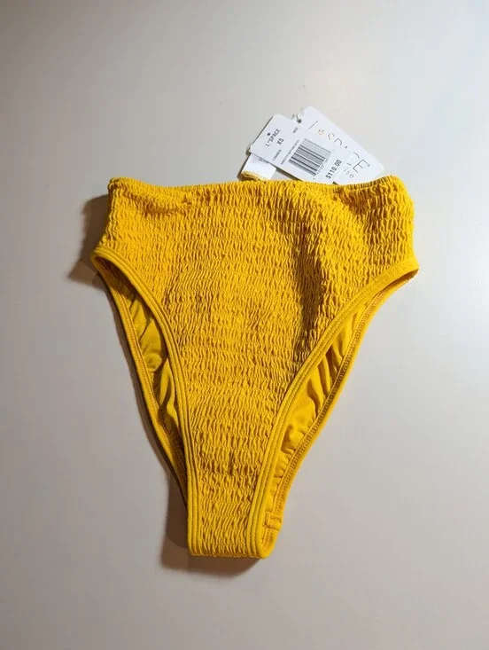 L Space By Monica Wise XS Woman's Barlette High-Waist Swim Bottoms - Yellow NWT