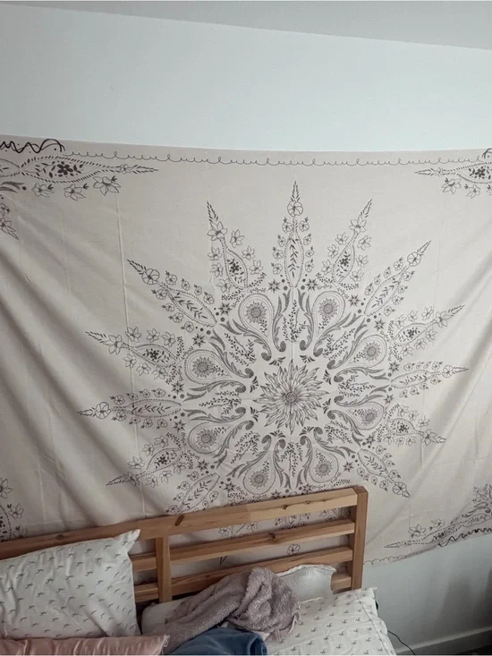Amazon Boho Mandala Tapestry in Cream and Taupe