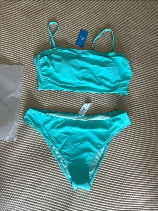 Cupshe Turquoise Bandeau Bikini Set