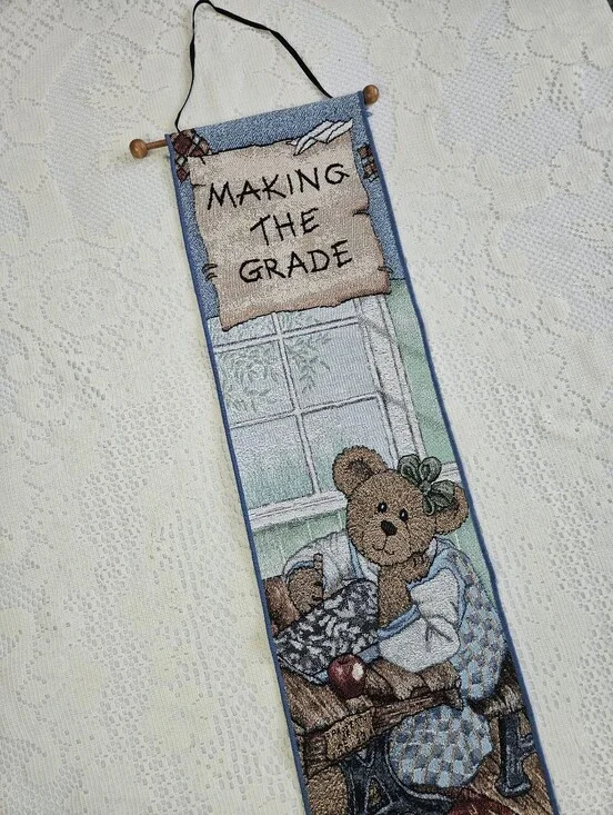 Vintage Boyds Bears Making the Grade Tapestry Wall Hanging