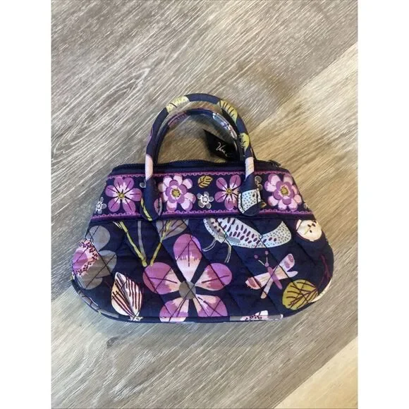 VERA BRADLEY MINI PURSE W/ HANDLES PURPLE FLORAL NIGHTINGALE