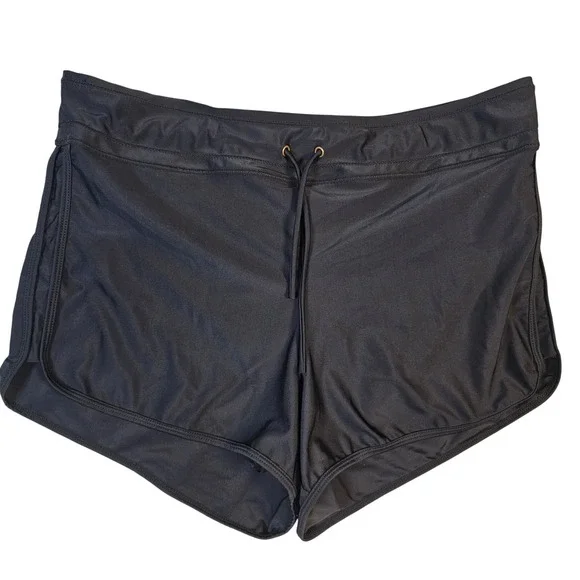 Marina West Black Swim Shorts Womens XXL Drawstring Dolphin Hem Board Shorts