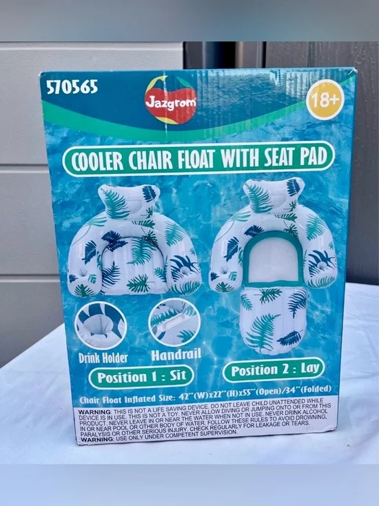 COOLER CHAIR FLOAT WITH SEAT PAD Chair Float Inflated Size: 42°(W)x22