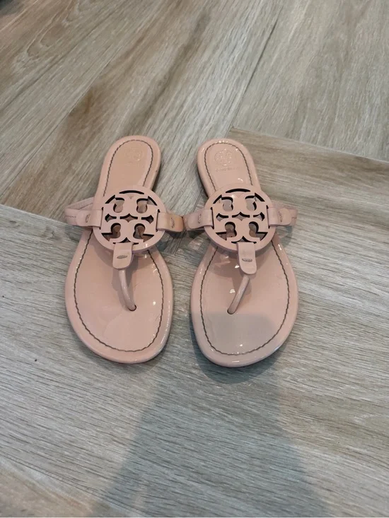 Tory Burch Blush Patent Logo Thong Sandals