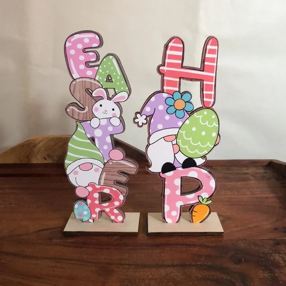 Easter Holiday Bundle 3PC Bunny Rabbit & Gnome Stand Sign Bunny squeezed Toy