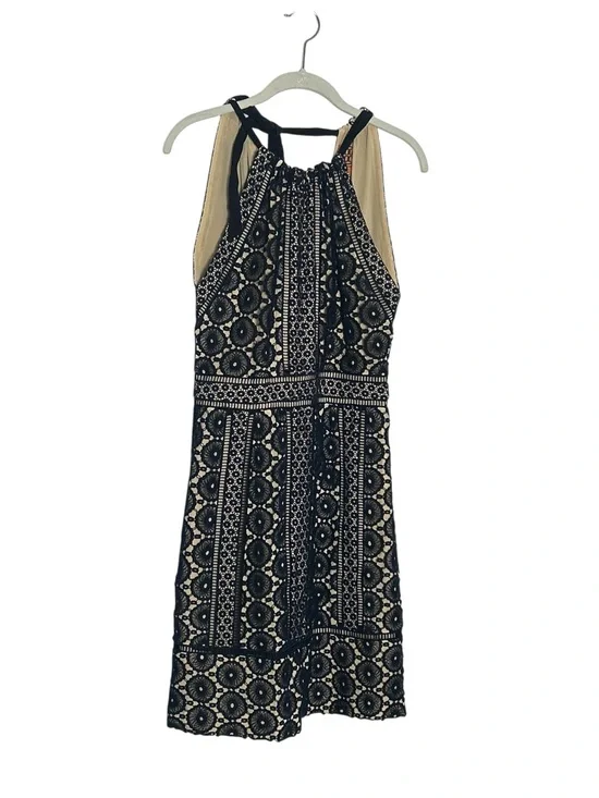 Tory Burch Navy Crochet Lace Halter Dress Size 2 Silk Lined Midi