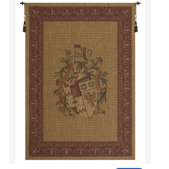 Unicorn Crest European Wall Hanging Tapestry Gold Medieval Heraldic Coat of Arms