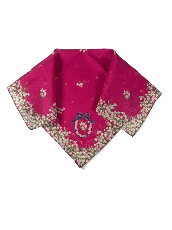 Vintage Christian Dior Lily of the Valley Cotton Scarf