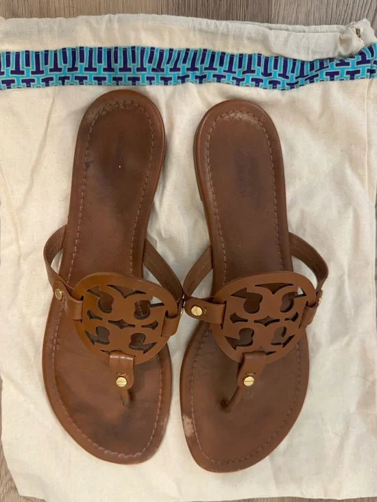Tory Burch Vachetta Brown Leather Miller sandals