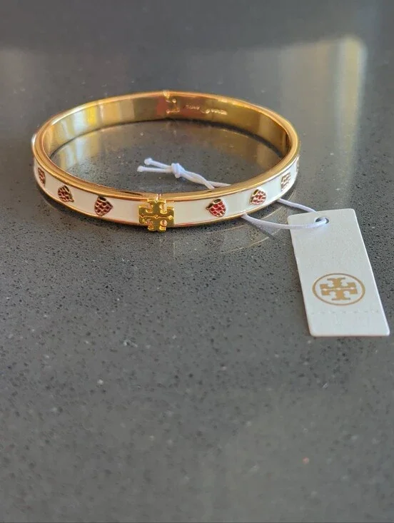 Tory Burch NWT Kira Raspberry Ground-Off Enamel 7mm Bracelet MSRP $178 W47