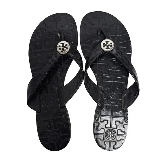 Tory Burch Patent Leather Thong Strap Sandals Women's Size US 7 Casual Flip Flop