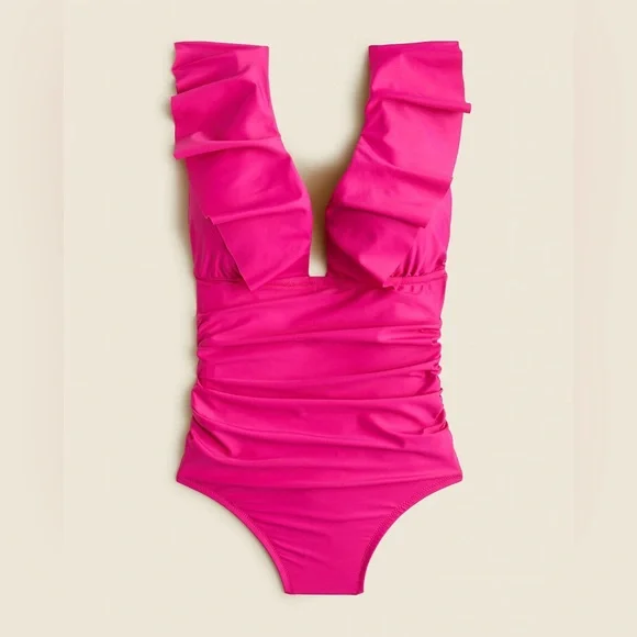 J.Crew Ruched ruffle one piece swimsuit BP222