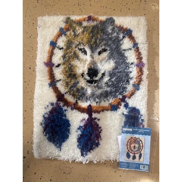 Sundance Wolf Dreamcatcher Latch Hook Rug Finished Wall Hanging‎ 20x27 131930