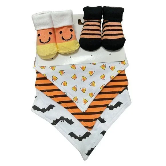 Halloween Themed Infant Bandana and Socks Set