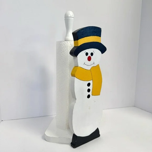 Snowman Paper Towel Holder Wooden Christmas‎ Decor