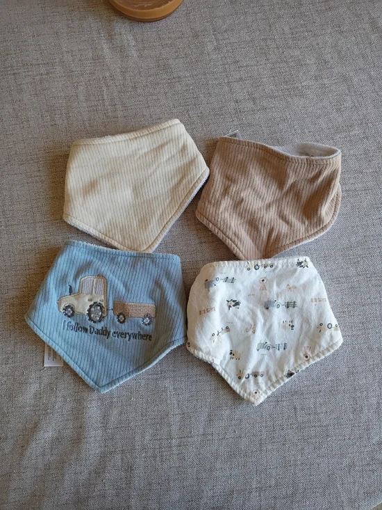 Unbranded Baby Bandana Bibs - Set of 4 (Blue, Cream, Tan, White)