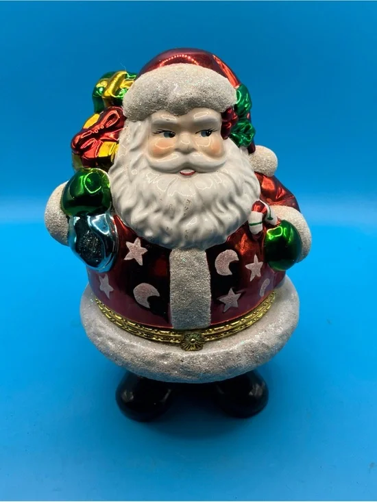 Christopher Radko Ceramic Santa Hinged Trinket Box VTG 6.5