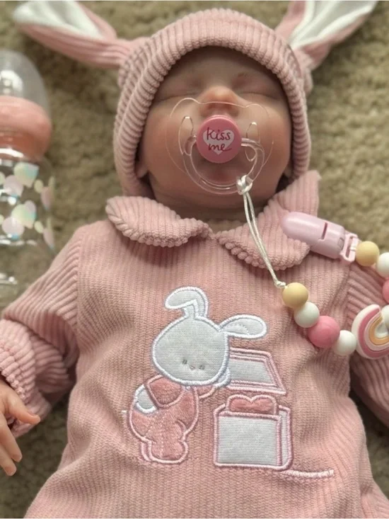 Realistic Newborn Doll Baby Bunny Pacifier Clip & Pacifier NOT A TOY FINAL SALE