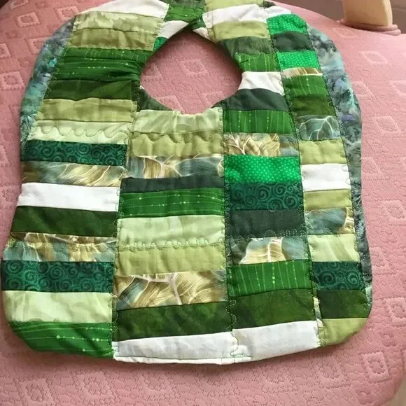 3/$25 or $12 each. NWT Reversible Hand Crafted Baby Bib in Greens