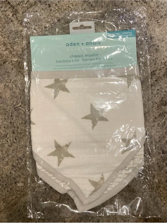 Brand New Aden Anais Essentials Classic muslin Bandana Bibs 2 Pack Dusty Pattern